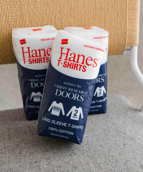 HANES（ヘインズ）の「『別注』Hanes×DOORS　2P DOORS Fit Long-Sleeve T-shirts（Tシャツ/カットソー・メンズ・ホワイト・LARGE/MEDIUM/X-LARGE）」の2枚目の写真