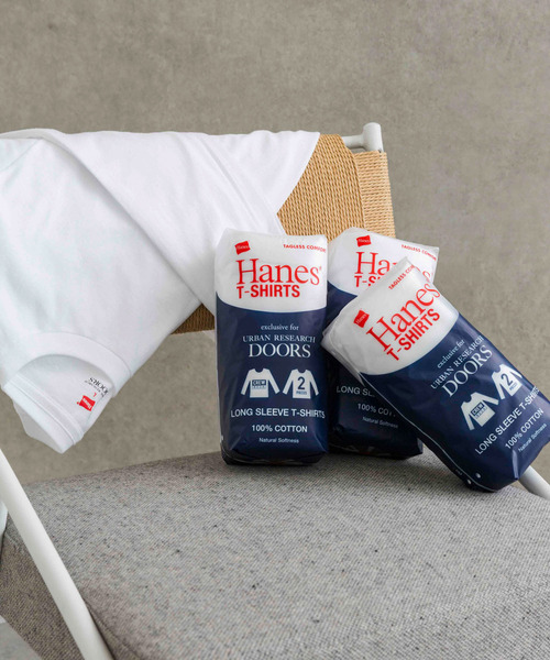 HANES（ヘインズ）の「『別注』Hanes×DOORS　2P DOORS Fit Long-Sleeve T-shirts（Tシャツ/カットソー・メンズ・ホワイト・LARGE/MEDIUM/X-LARGE）」の3枚目の写真