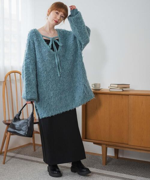 WEGO(ウィゴー)の「WEGO/デザインブークレビッグプルオーバー(ニット/セーター・レディース・サックスブルー/グレー・FREE)」の5枚目の写真