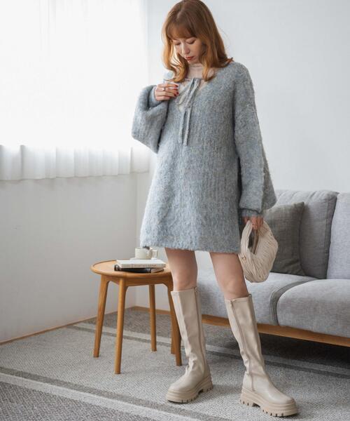 WEGO(ウィゴー)の「WEGO/デザインブークレビッグプルオーバー(ニット/セーター・レディース・サックスブルー/グレー・FREE)」の4枚目の写真