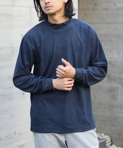 SETUP7(セットアップセブン)の「【SETUP7】T/Puピーチ起毛スムース 無地 ハイネックトップス TNS(Tシャツ/カットソー・メンズ・ネイビー/ブラック/オフホワイト/グレー・LL/L/M)」の1枚目の写真