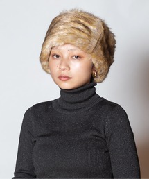 【超美品】CA4LAカシラ 日本製①上品でシックなフェイクファーバケットハット カシラ CA4LA バケットハット バケハ 帽子 フェイクファー