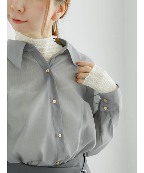 Te chichi（テチチ）の「アウトメローウェーブメッシュトップス（Tシャツ/カットソー・レディース・カーキ/オフホワイト/ブラック・F）」の9枚目の写真