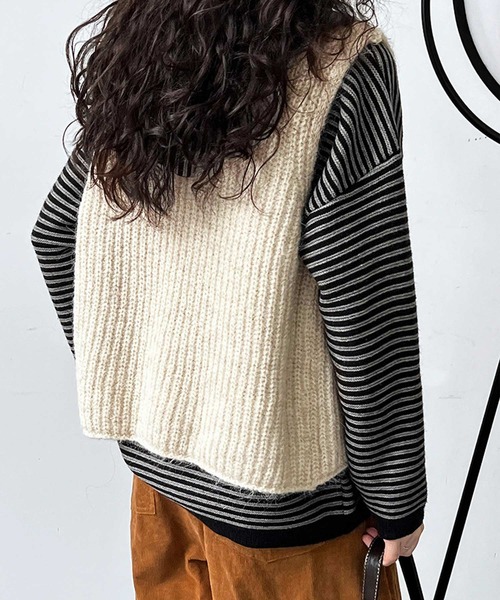 OSYAREVO（オシャレボ）の「ニット ベスト（ベスト・レディース・グレー/ブラウン/オフホワイト・FREE）」の14枚目の写真