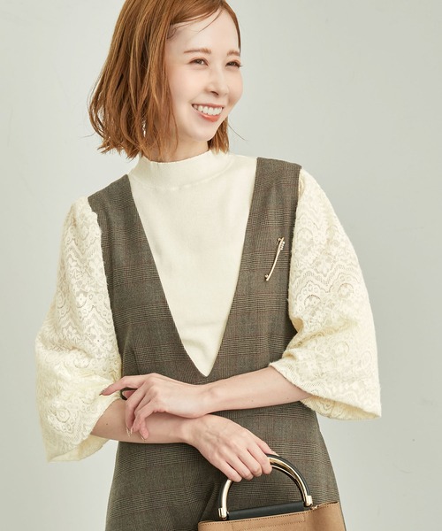 ROPE ロペ　スリーブレースニットプルオーバー ロペピクニック ROPE' PICNIC 袖レースニットプルオーバー （パープル