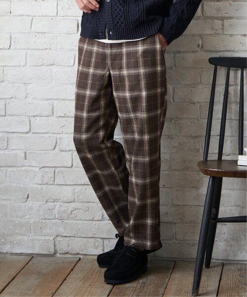ikka（イッカ）の「チェックテーパードワイドパンツ（その他パンツ・メンズ・ネイビー/ブラウン・L/M/XL）」の2枚目の写真