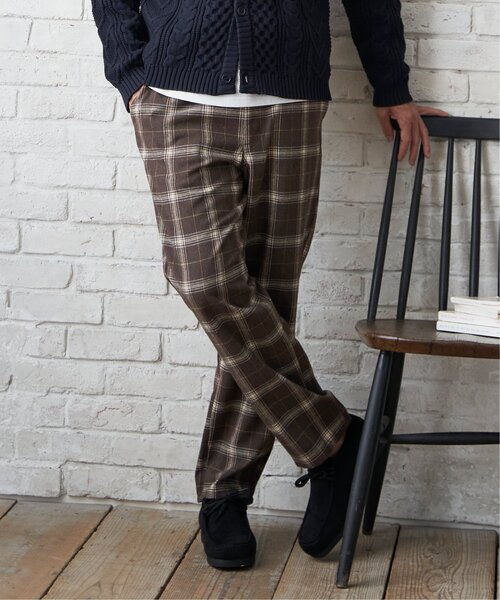 ikka（イッカ）の「チェックテーパードワイドパンツ（その他パンツ・メンズ・ネイビー/ブラウン・L/M/XL）」の5枚目の写真