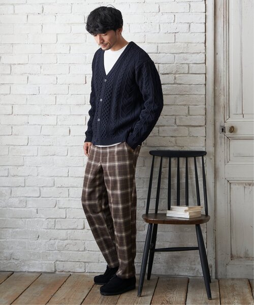 ikka（イッカ）の「チェックテーパードワイドパンツ（その他パンツ・メンズ・ネイビー/ブラウン・L/M/XL）」の6枚目の写真