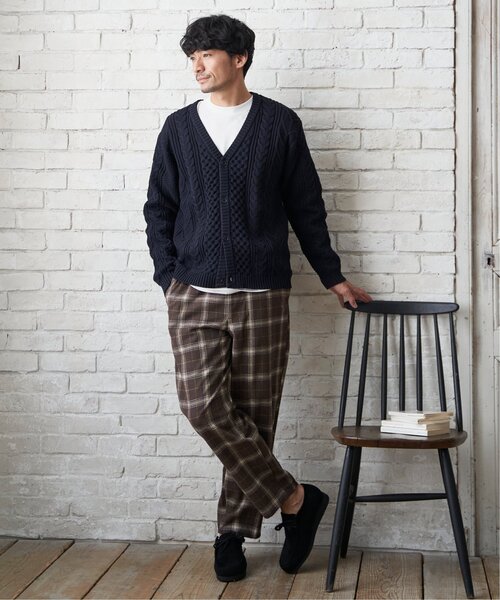 ikka（イッカ）の「チェックテーパードワイドパンツ（その他パンツ・メンズ・ネイビー/ブラウン・L/M/XL）」の7枚目の写真