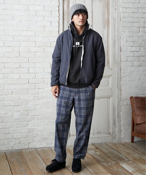 ikka（イッカ）の「チェックテーパードワイドパンツ（その他パンツ・メンズ・ネイビー/ブラウン・L/M/XL）」の13枚目の写真
