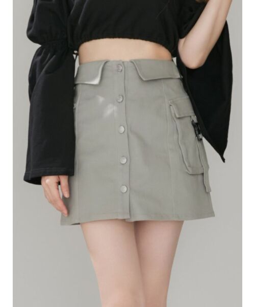 EATME（イートミー）の「フラップポケットカーゴスカート（スカート・レディース・グリーン/ブラック/ベージュ・SMALL/MEDIUM）」の3枚目の写真