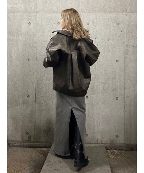 EVRIS（エヴリス）の「ビンテージライクフェイクレザーブルゾン（ブルゾン・レディース・ブラック/ブラウン・FREE）」の10枚目の写真