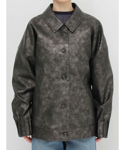 EVRIS（エヴリス）の「ビンテージライクフェイクレザーブルゾン（ブルゾン・レディース・ブラック/ブラウン・FREE）」の11枚目の写真