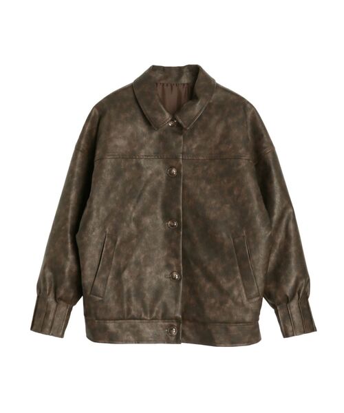 EVRIS（エヴリス）の「ビンテージライクフェイクレザーブルゾン（ブルゾン・レディース・ブラック/ブラウン・FREE）」の21枚目の写真