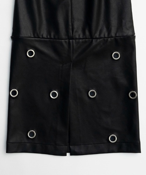 PRANK PROJECT（プランクプロジェクト）の「アイレットヴィーガンレザースカート / Eyelet Vegan Leather Skirt（スカート・レディース・ベージュ/ブラック・38/36）」の18枚目の写真