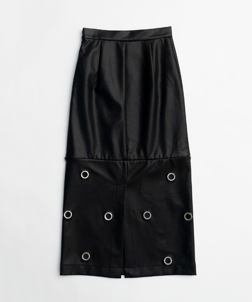 PRANK PROJECT（プランクプロジェクト）の「アイレットヴィーガンレザースカート / Eyelet Vegan Leather Skirt（スカート・レディース・ベージュ/ブラック・38/36）」の19枚目の写真