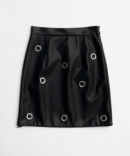 PRANK PROJECT（プランクプロジェクト）の「アイレットヴィーガンレザースカート / Eyelet Vegan Leather Skirt（スカート・レディース・ベージュ/ブラック・38/36）」の20枚目の写真