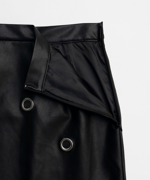PRANK PROJECT（プランクプロジェクト）の「アイレットヴィーガンレザースカート / Eyelet Vegan Leather Skirt（スカート・レディース・ベージュ/ブラック・38/36）」の22枚目の写真