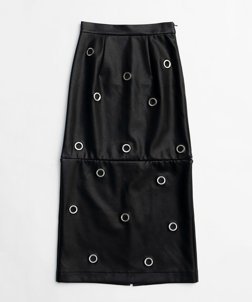 PRANK PROJECT（プランクプロジェクト）の「アイレットヴィーガンレザースカート / Eyelet Vegan Leather Skirt（スカート・レディース・ベージュ/ブラック・38/36）」の16枚目の写真