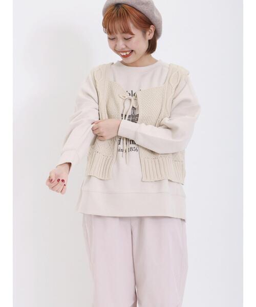 Samansa Mos2（サマンサ モスモス）の「モチーフプリントスウェット（Tシャツ/カットソー・レディース・ピンク/グリーン/ネイビー/オフホワイト・F）」の17枚目の写真