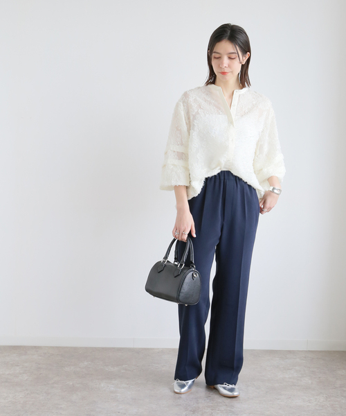 JOURNAL STANDARD relume（ジャーナルスタンダード　レリューム）の「《追加2》フラワージャガードスリーブタックブラウス（シャツ/ブラウス・レディース・ホワイト・FREE）」の3枚目の写真