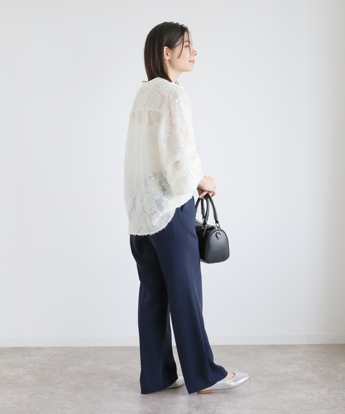 JOURNAL STANDARD relume（ジャーナルスタンダード　レリューム）の「《追加2》フラワージャガードスリーブタックブラウス（シャツ/ブラウス・レディース・ホワイト・FREE）」の5枚目の写真