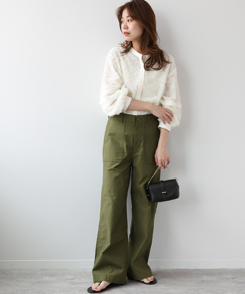 JOURNAL STANDARD relume（ジャーナルスタンダード　レリューム）の「《追加2》フラワージャガードスリーブタックブラウス（シャツ/ブラウス・レディース・ホワイト・FREE）」の8枚目の写真