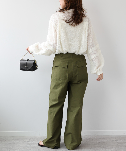 JOURNAL STANDARD relume（ジャーナルスタンダード　レリューム）の「《追加2》フラワージャガードスリーブタックブラウス（シャツ/ブラウス・レディース・ホワイト・FREE）」の11枚目の写真