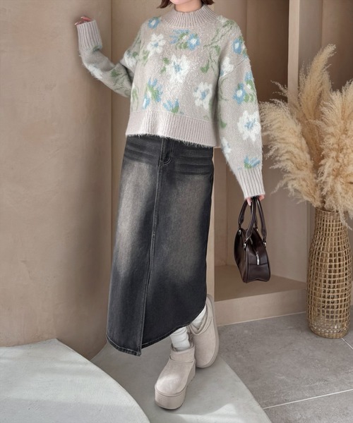 clear（クリア）の「ラメ入りジャカードニットトップス≪STAY MOTION≫（ニット/セーター・レディース・チャコールグレー/グレー・F）」の10枚目の写真