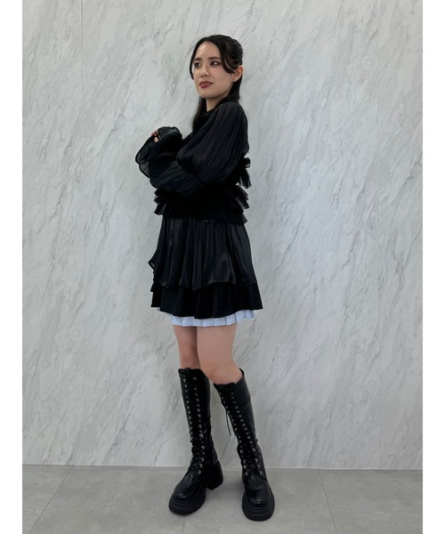 jouetie(ジュエティ)の「ボリュームスリーブシアーシャツ(シャツ/ブラウス・レディース・ピンク/オレンジ/オフホワイト/ブラック・MEDIUM)」の8枚目の写真