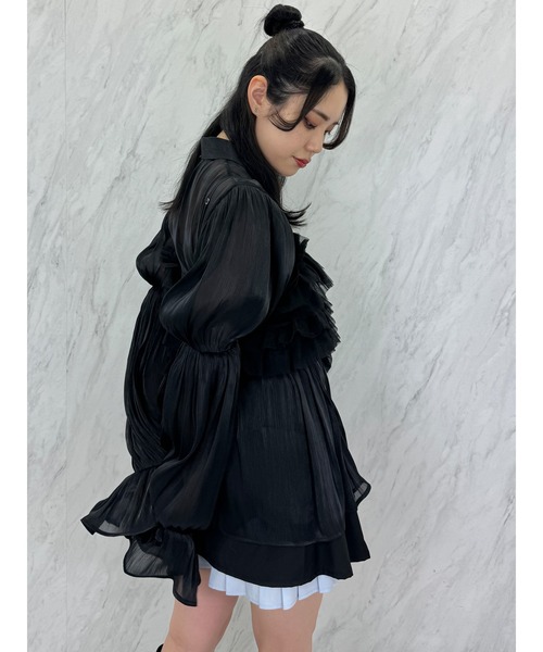 jouetie(ジュエティ)の「ボリュームスリーブシアーシャツ(シャツ/ブラウス・レディース・ピンク/オレンジ/オフホワイト/ブラック・MEDIUM)」の6枚目の写真