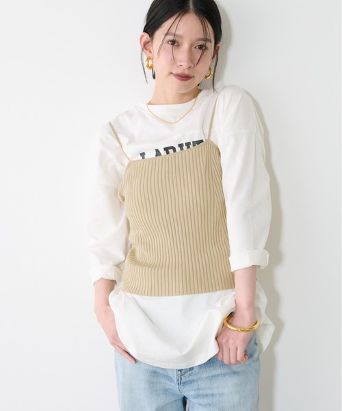 LARUTA(ラルータ)の「【LARUTA】ワイドリブニットビスチェ(キャミソール・レディース・ブラック/ブルー/ライトベージュ・FREE)」の2枚目の写真