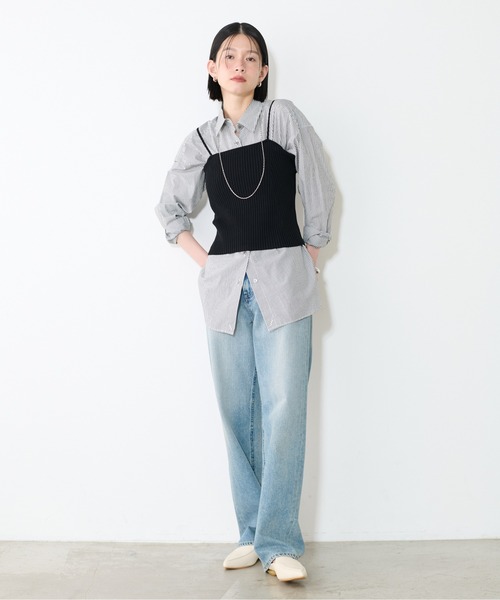 LARUTA(ラルータ)の「【LARUTA】ワイドリブニットビスチェ(キャミソール・レディース・ブラック/ブルー/ライトベージュ・FREE)」の4枚目の写真