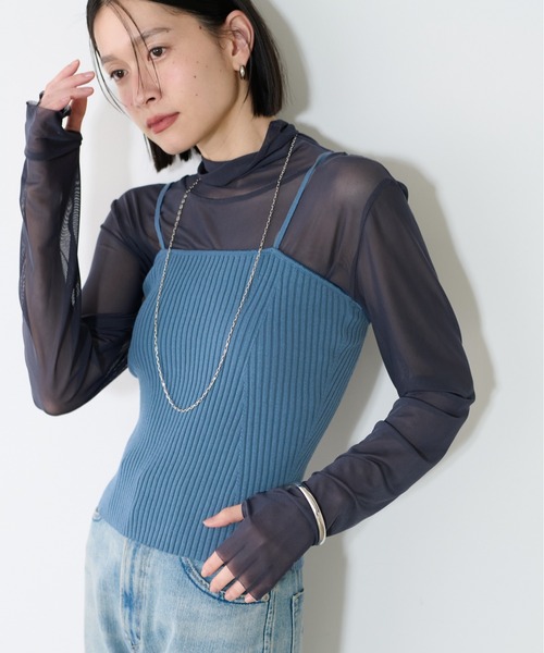 LARUTA(ラルータ)の「【LARUTA】ワイドリブニットビスチェ(キャミソール・レディース・ブラック/ブルー/ライトベージュ・FREE)」の11枚目の写真