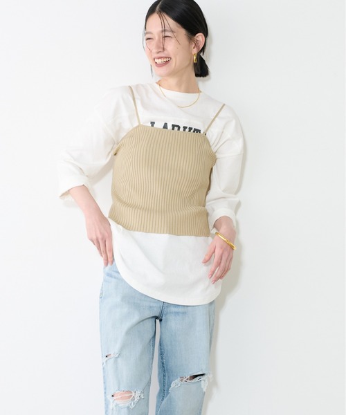 LARUTA(ラルータ)の「【LARUTA】ワイドリブニットビスチェ(キャミソール・レディース・ブラック/ブルー/ライトベージュ・FREE)」の6枚目の写真