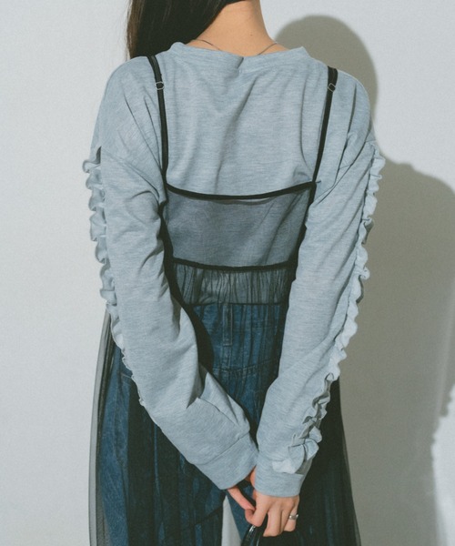 VANNIE U(ヴァニーユー)の「フリルスリーブロンT(Tシャツ/カットソー・レディース・グレー/ブラック・FREE)」の17枚目の写真