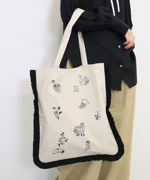 haupia（ハウピア）の「Ｌｉｌｌｅ　ｌｙｋｋｅ 【 バッグ 】（トートバッグ・レディース・ベージュ/ブラック/ストライプ・FREE）」の3枚目の写真