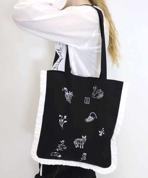 haupia（ハウピア）の「Ｌｉｌｌｅ　ｌｙｋｋｅ 【 バッグ 】（トートバッグ・レディース・ベージュ/ブラック/ストライプ・FREE）」の2枚目の写真