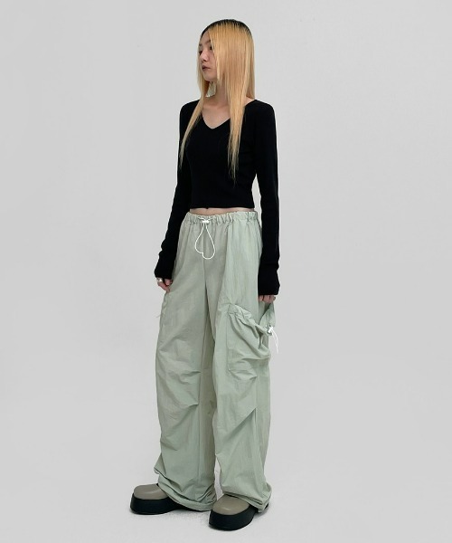 determブラック長袖Tシャツ Vネック レースアップ adidas tシャツ Vネック長袖 / ジャージ アディダスオリジナルス