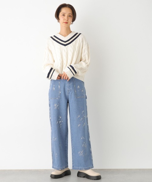 LEPSIM（レプシィム）の「7ゲージラインケーブルプルオーバー　101995（ニット/セーター・レディース・オフホワイト/ネイビー・FREE）」の5枚目の写真