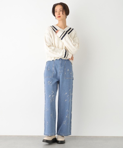 LEPSIM（レプシィム）の「7ゲージラインケーブルプルオーバー　101995（ニット/セーター・レディース・オフホワイト/ネイビー・FREE）」の6枚目の写真