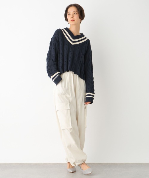 LEPSIM（レプシィム）の「7ゲージラインケーブルプルオーバー　101995（ニット/セーター・レディース・オフホワイト/ネイビー・FREE）」の11枚目の写真