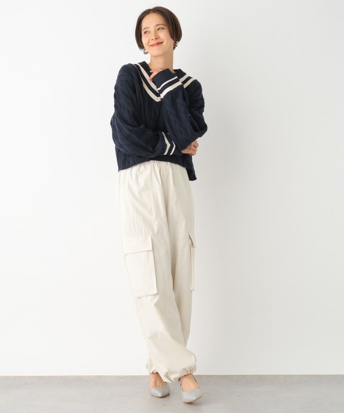 LEPSIM（レプシィム）の「7ゲージラインケーブルプルオーバー　101995（ニット/セーター・レディース・オフホワイト/ネイビー・FREE）」の9枚目の写真