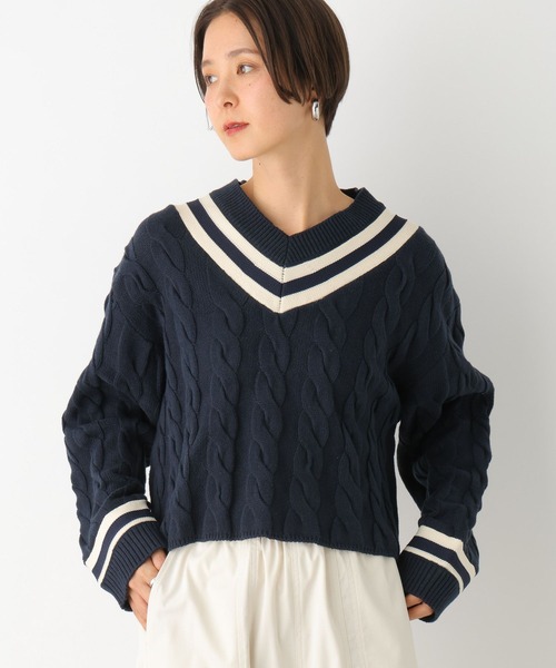 LEPSIM（レプシィム）の「7ゲージラインケーブルプルオーバー　101995（ニット/セーター・レディース・オフホワイト/ネイビー・FREE）」の13枚目の写真