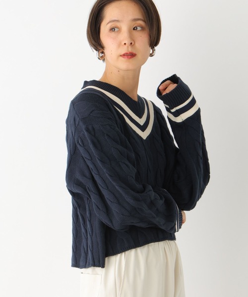 LEPSIM（レプシィム）の「7ゲージラインケーブルプルオーバー　101995（ニット/セーター・レディース・オフホワイト/ネイビー・FREE）」の14枚目の写真