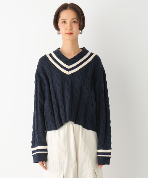 LEPSIM（レプシィム）の「7ゲージラインケーブルプルオーバー　101995（ニット/セーター・レディース・オフホワイト/ネイビー・FREE）」の16枚目の写真