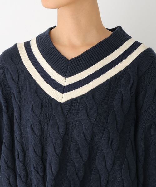 LEPSIM（レプシィム）の「7ゲージラインケーブルプルオーバー　101995（ニット/セーター・レディース・オフホワイト/ネイビー・FREE）」の19枚目の写真