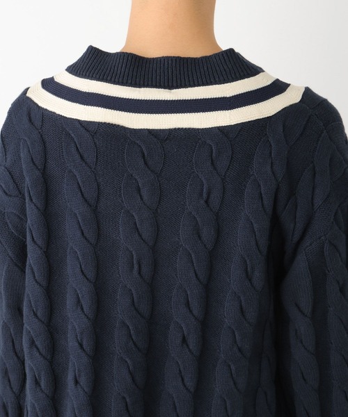 LEPSIM（レプシィム）の「7ゲージラインケーブルプルオーバー　101995（ニット/セーター・レディース・オフホワイト/ネイビー・FREE）」の21枚目の写真