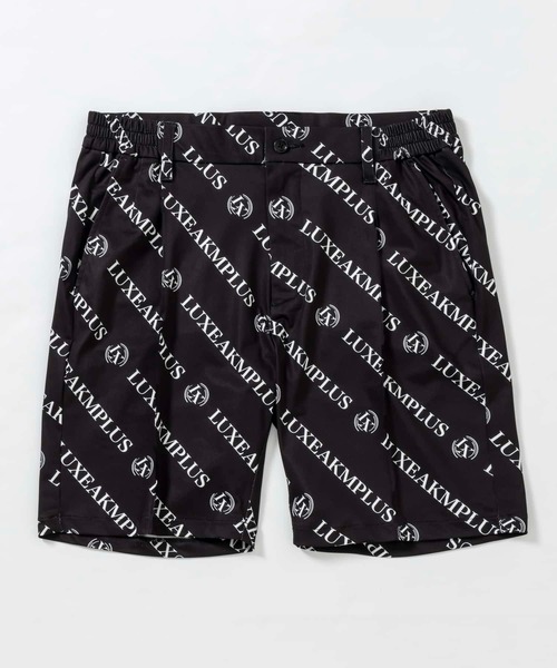 【特価】【LUXEAKMPLUS】 ゴルフ 総柄ロゴハーフパンツ　ブラック LUXEAKMPLUS ゴルフ 総柄ロゴハーフパンツ | リュクスエイケイ