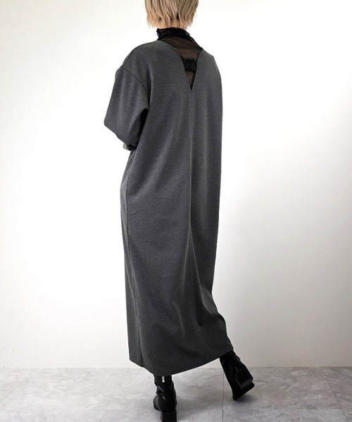 STYLEBLOCK(スタイルブロック)の「カットツイル2WAY袖切替ワンピース(ワンピース・レディース・チャコールグレー/ブラック・M)」の4枚目の写真